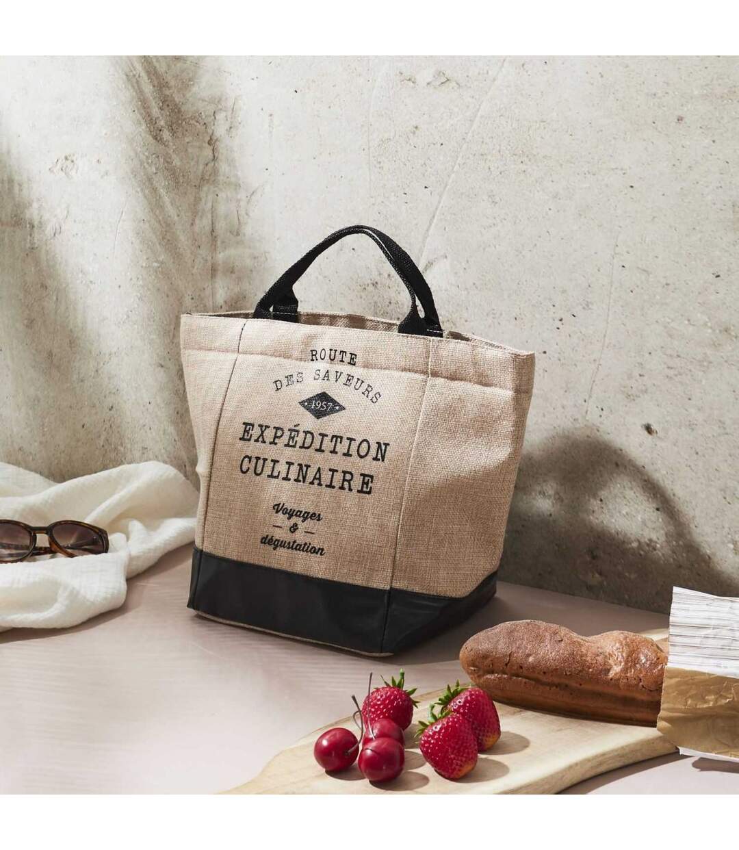 Lunch Bag Fraicheur Isotherme Effet Jute 25cm Beige-4