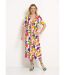 Robe longue col V motif abstrait-1