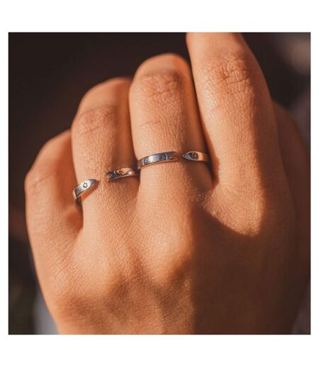 Slim Arrow Adjustable Sun Moon Matching Couple Ring Set