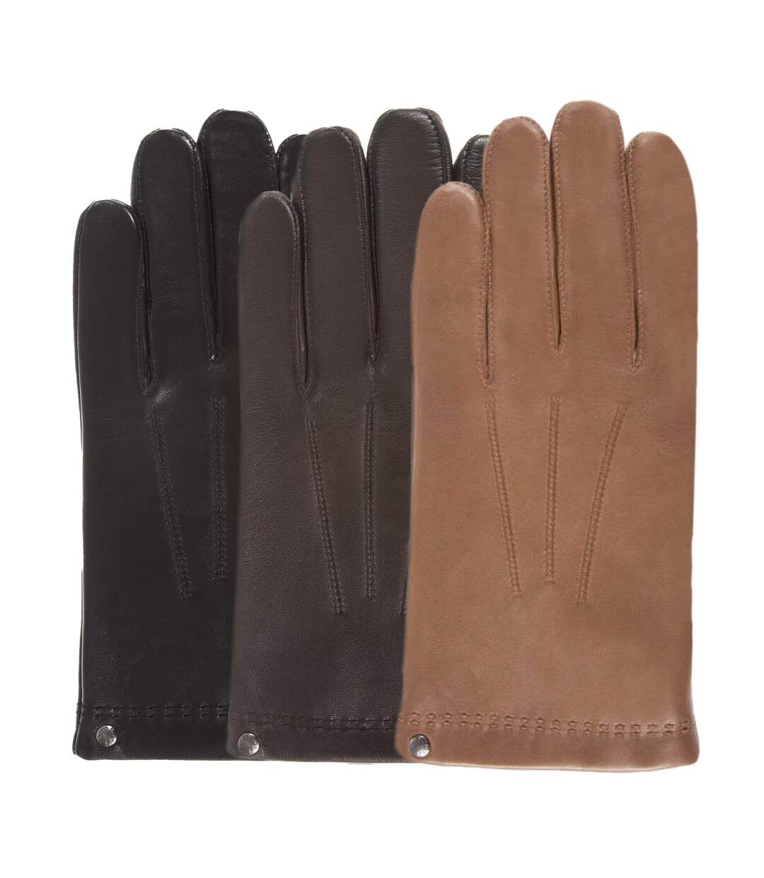 Isotoner Gants homme en cuir d'agneau pleine fleur, doublés cachemire et soie-2
