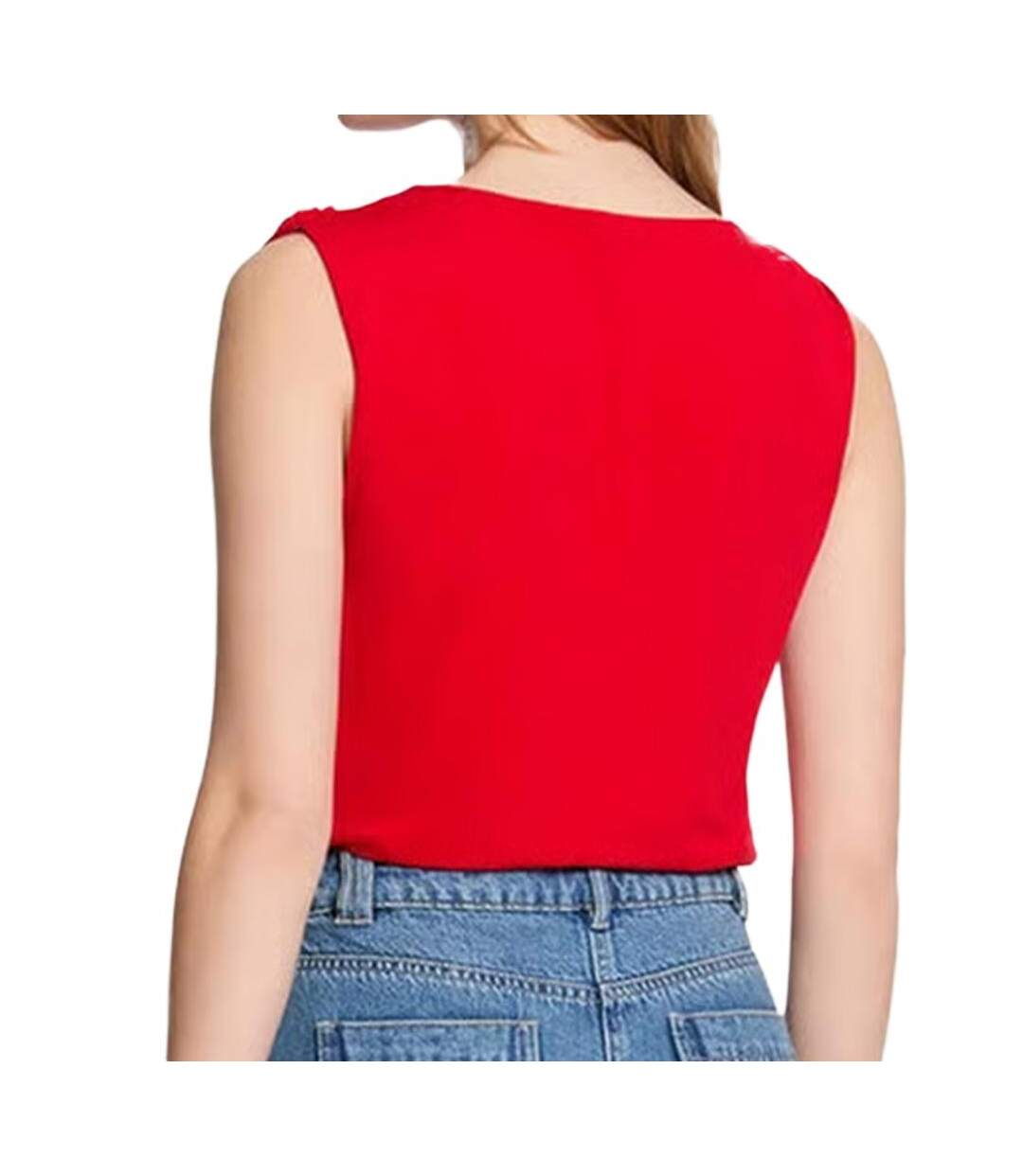 T-Shirt rouge femme morgan ornementation-2
