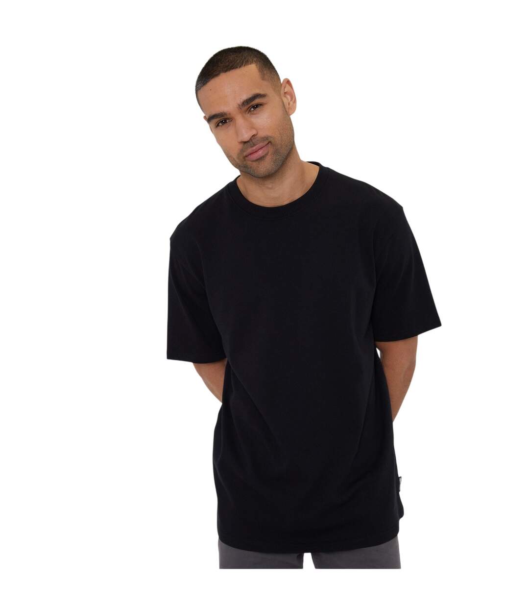 T-shirt Motif/style Quadrillage Homme Noir Threadbare-2