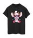 Disney Femmes/Ladies Lilo & Stitch Angel Reindeer Cotton Boyfriend T-Shirt (Noir) - UTBI30548-1