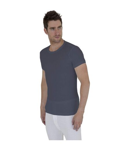 FLOSO Mens Thermal Underwear Short Sleeve Vest Top (Viscose Premium Range) (Charcoal)