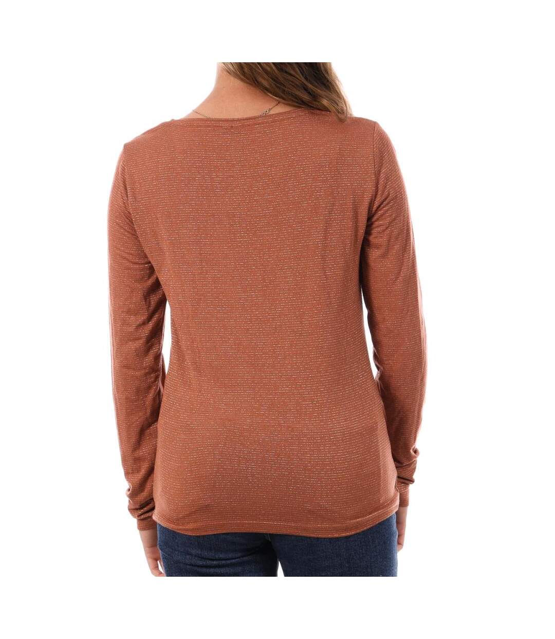 T-shirt marron à rayures femme pieces tamara-2