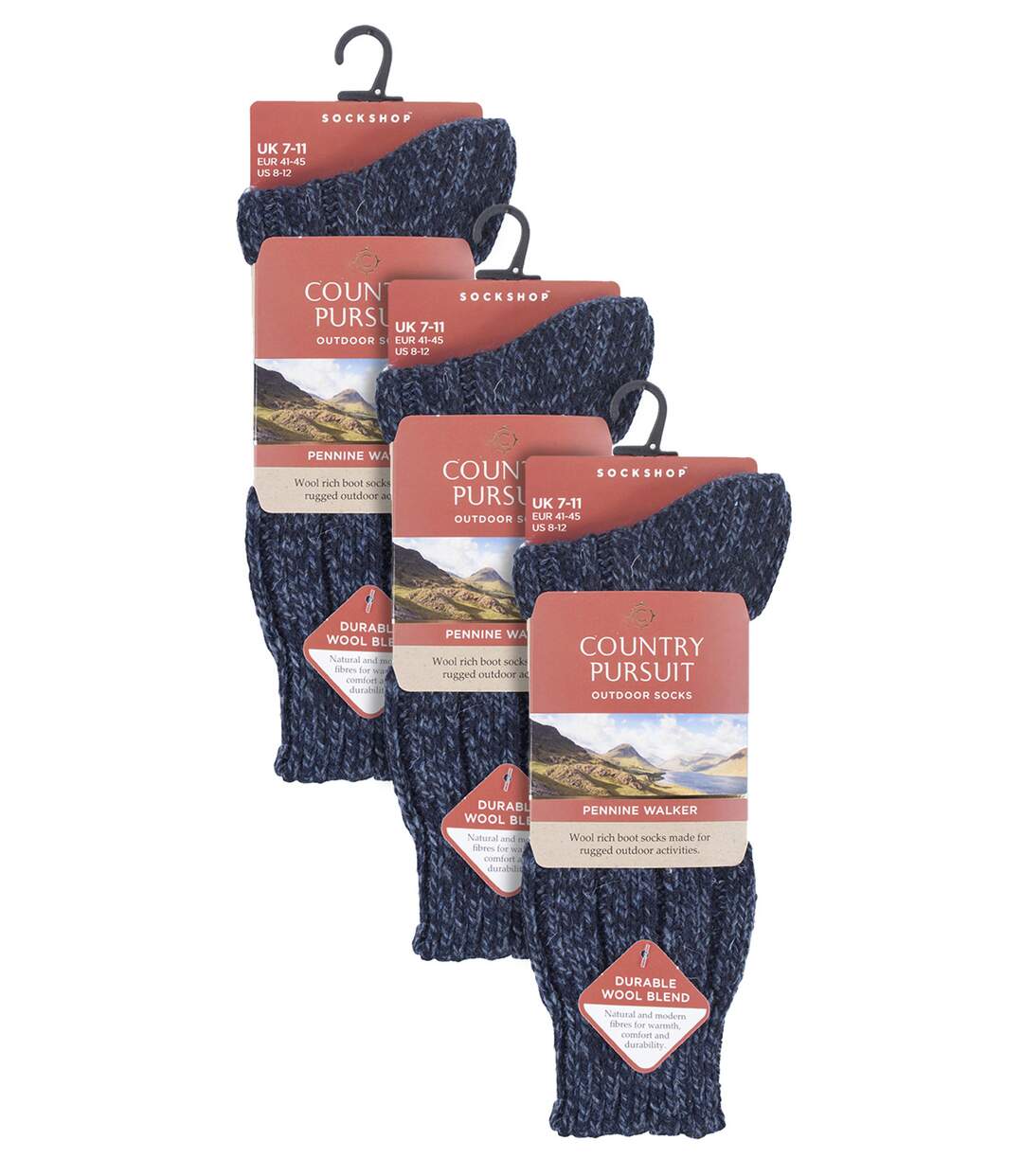 Country Pursuit - 3 Paires Homme Chaussettes Laine Bottes Rembourré-2