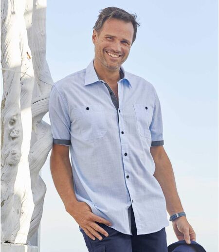 Men's Short-Sleeved Summer Shirt - Blue