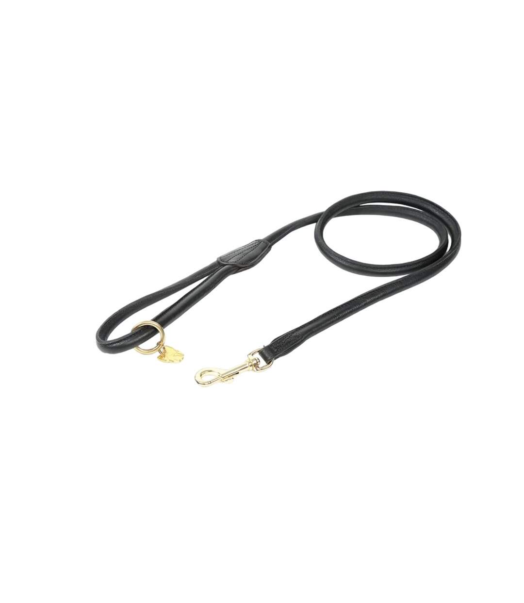 Rolled leather dog lead one size black Digby & Fox-1