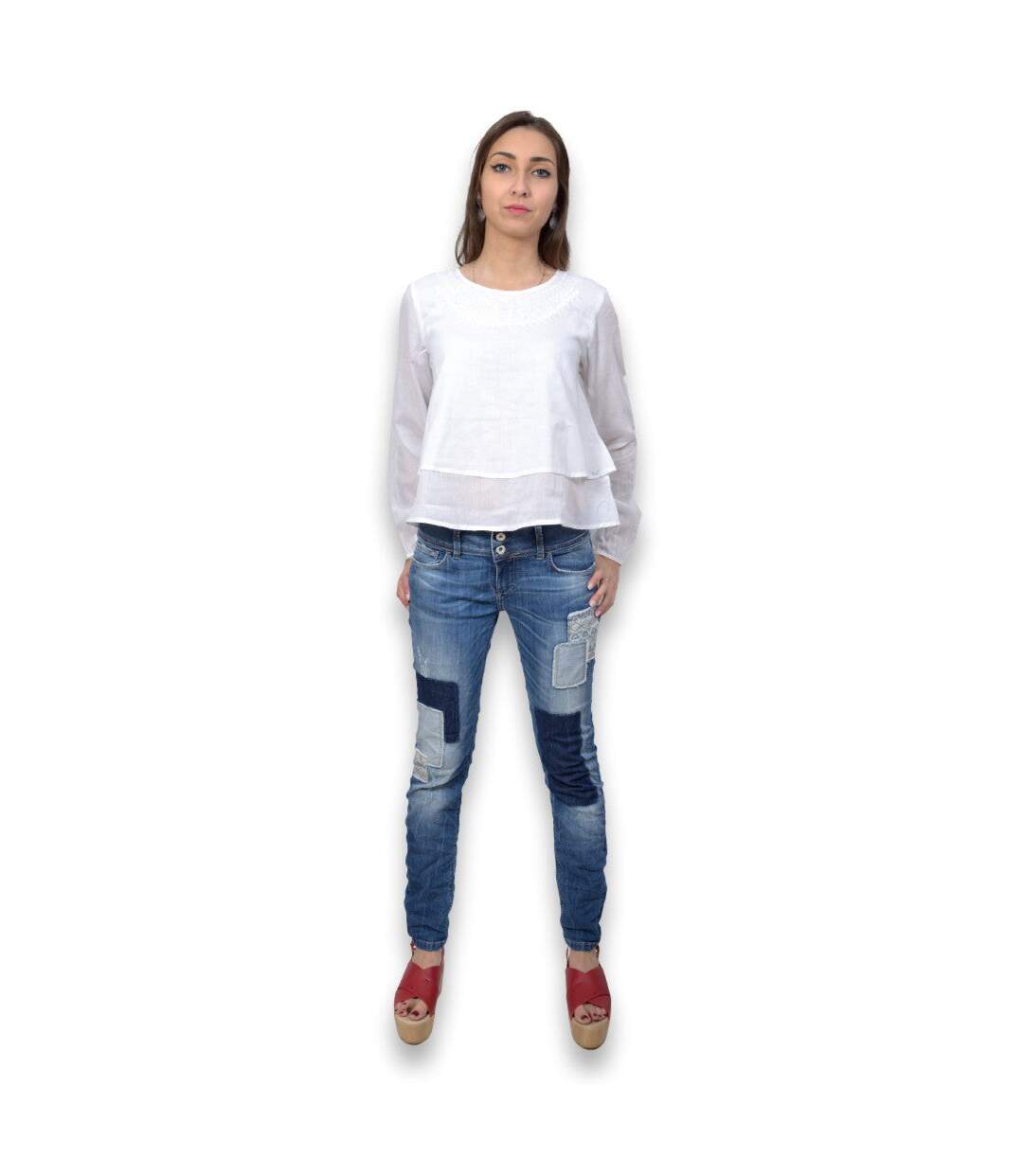 Blouse femme manches longues - Tunique une de couleur blanche-5