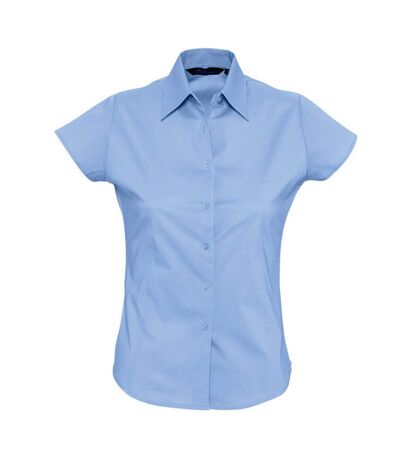 SOLS Womens/Ladies Excess Short Sleeve Fitted Work Shirt (Bright Sky)