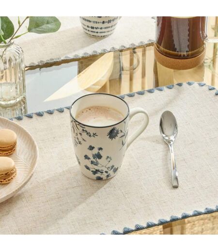 Lot de 6 Mugs en Porcelaine Umami Fleur 31cl Bleu