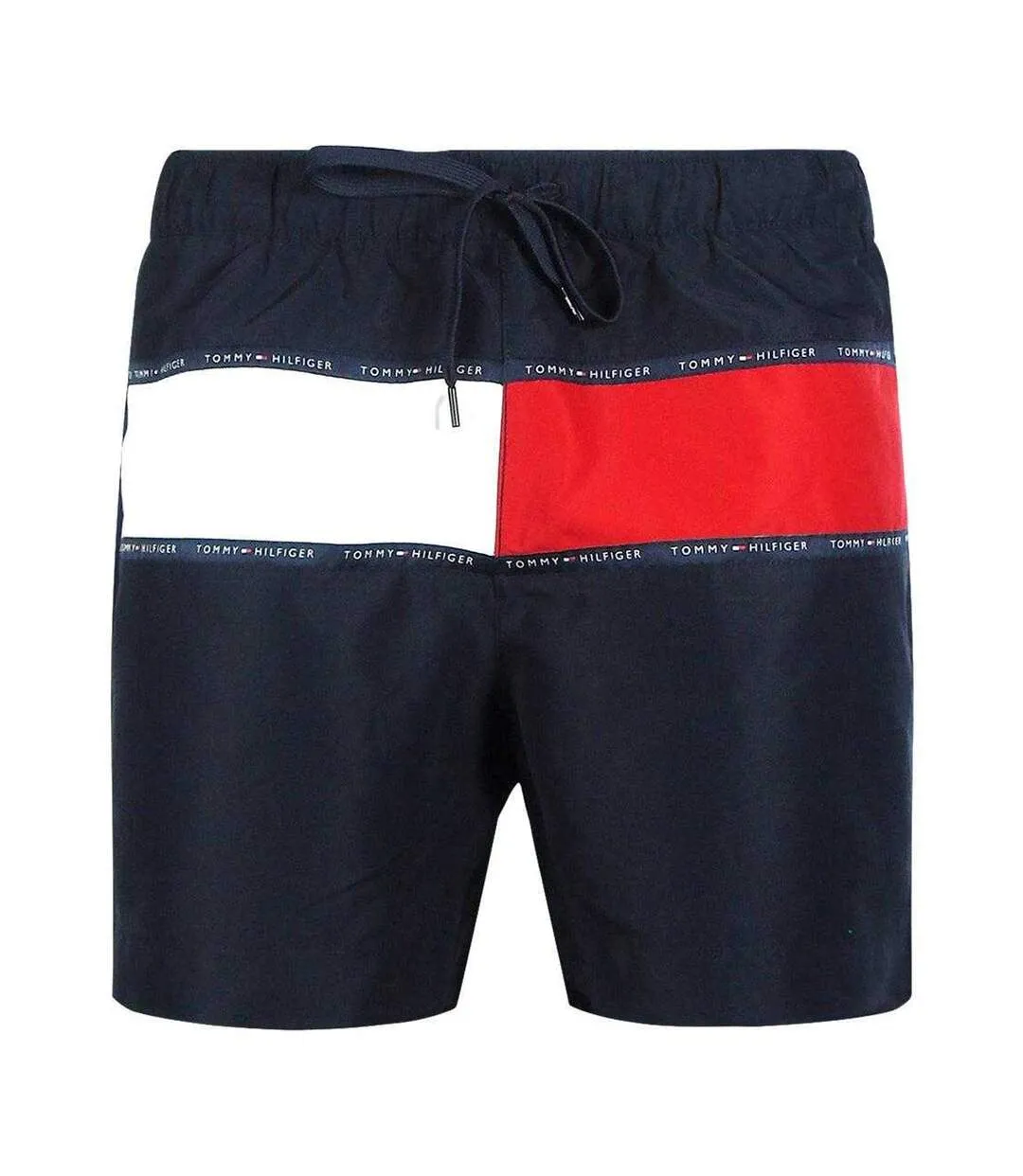 Mens Flag Swim Shorts Black Tommy Hilfiger-1