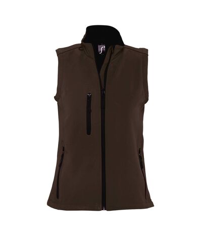 SOLS Womens/Ladies Rallye Soft Shell Bodywarmer Jacket (Dark Chocolate) - UTPC350