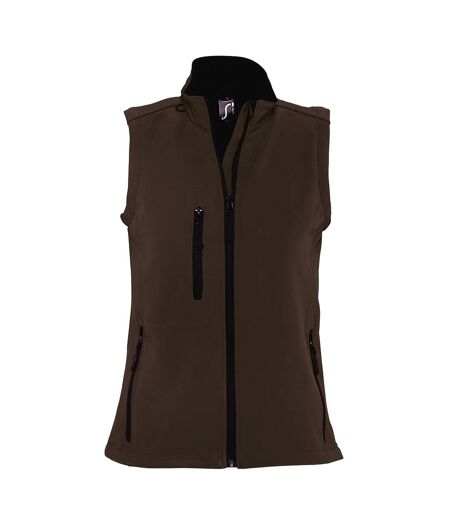 SOLS Womens/Ladies Rallye Soft Shell Bodywarmer Jacket (Dark Chocolate)