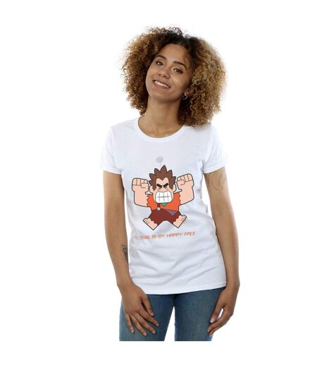 Disney T-shirt en coton Womens/Ladies Wreck It Ralph Happy Face (Blanc) - UTBI44953