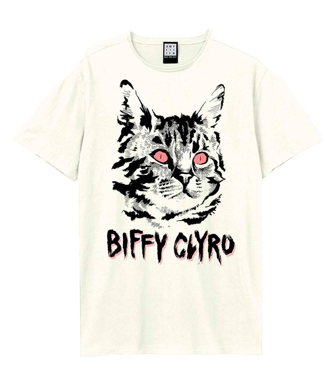 T-shirt black cat adulte blanc Amplified