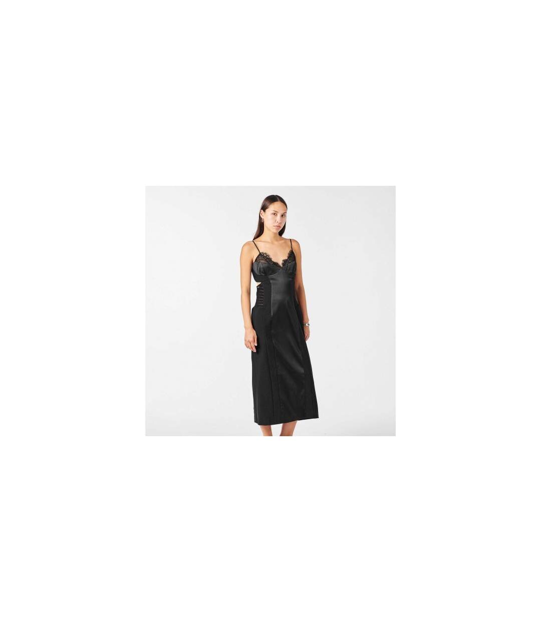 Robe Moulante Katana À Col  Pour Femme Noir Bardot-1