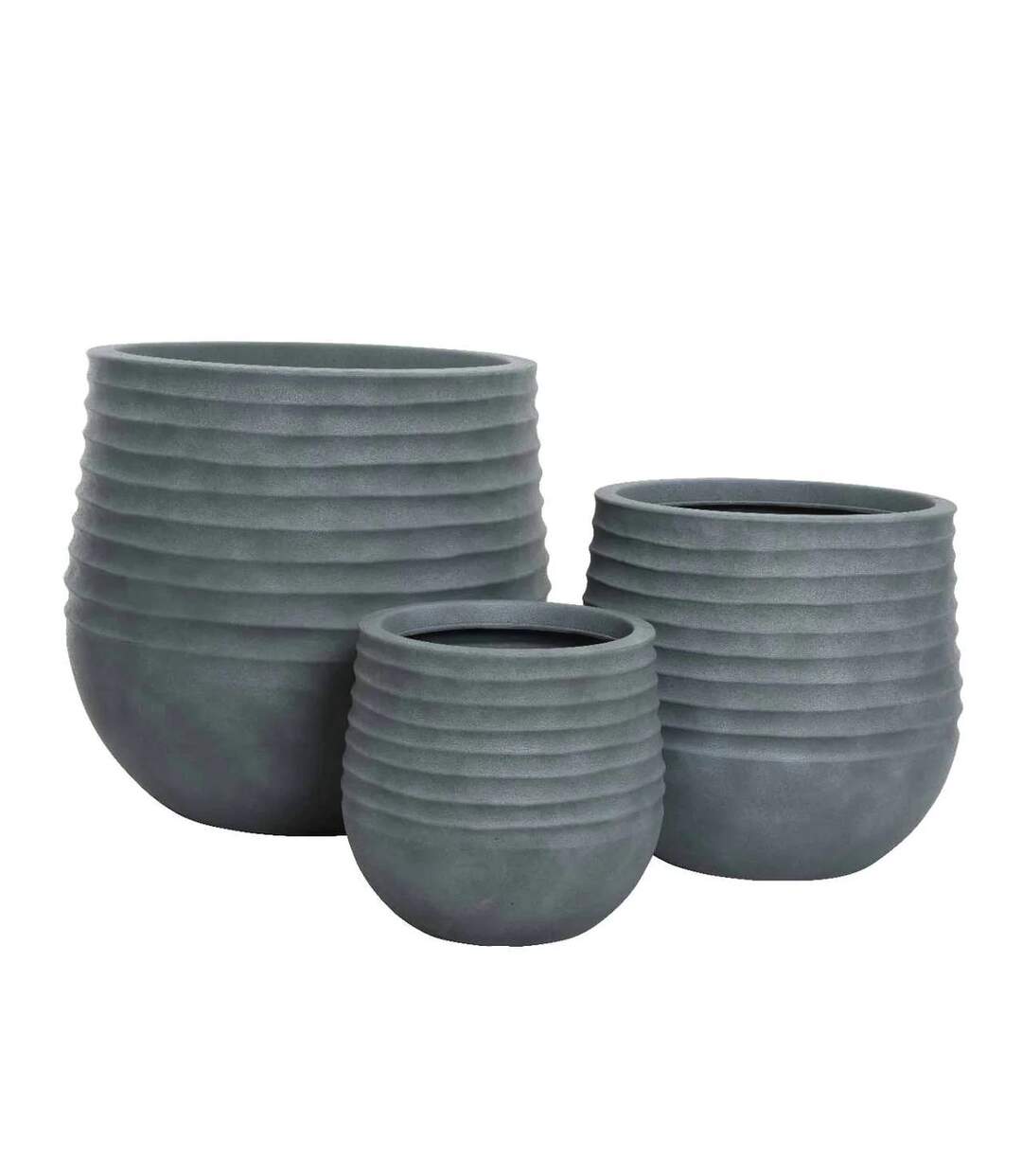 Jamie round plastic planter l grey Kaemingk-1