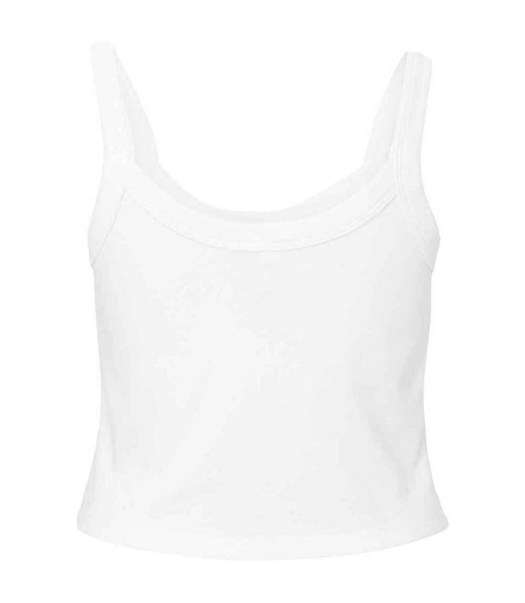 Womens/ladies Plain Micro-rib Spaghetti Strap Tank Top White Bella + Canvas-2