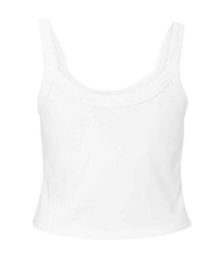 Womens/ladies Plain Micro-rib Spaghetti Strap Tank Top White Bella + Canvas