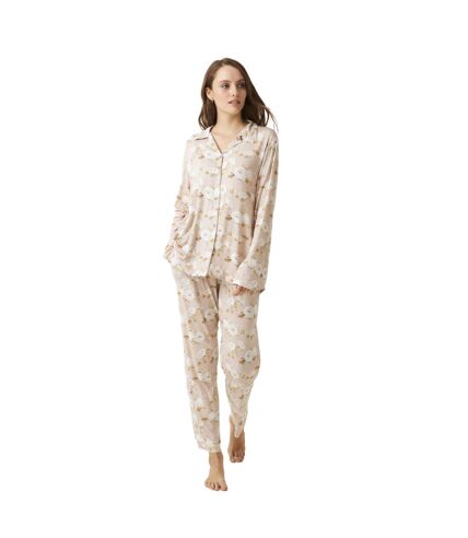 JJB6 Women's Modal Long Sleeve Printed Pajama Shirt