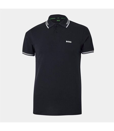 Mens Paul Contrast Striped Polo Shirt Dark Blue Boss