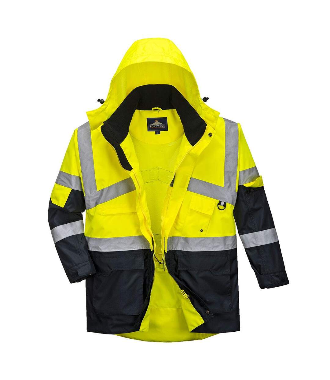 Mens contrast hi-vis waterproof jacket yellow/navy Portwest