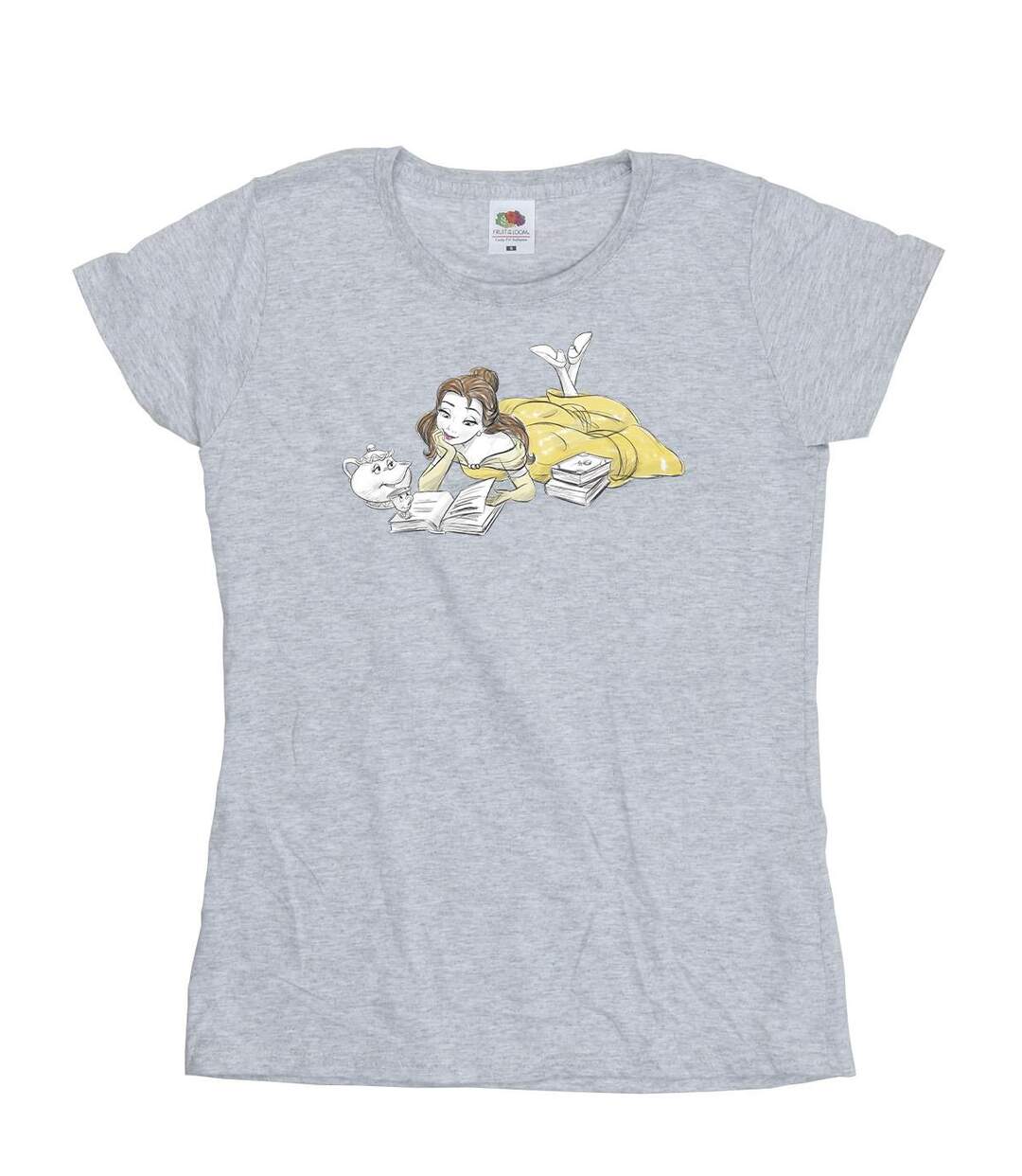 Disney - T-shirt BEAUTY AND THE BEAST BELLE READING - Femme (Gris chiné) - UTBI11996-1