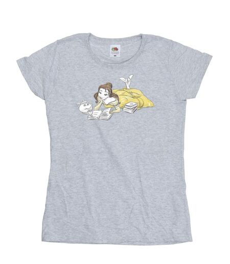 Disney - T-shirt BEAUTY AND THE BEAST BELLE READING - Femme (Gris chiné) - UTBI11996