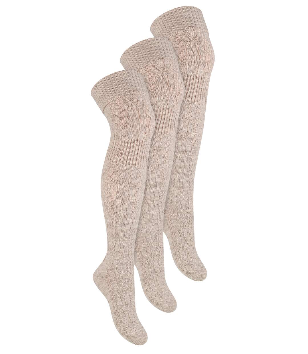 Steven - 3 Paires Femme Chaussettes Hautes Laine Longues | Tricotées Uni Chaudes