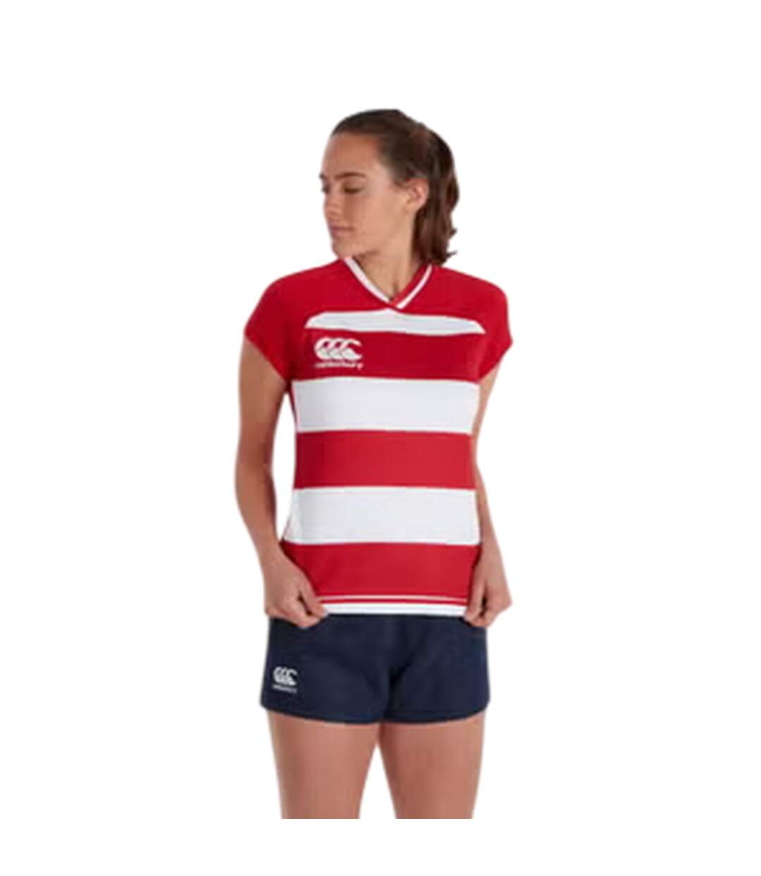 Womens/ladies Striped Vapodri Rugby Jersey Red White Canterbury-1
