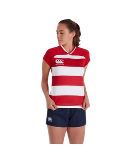 Womens/ladies Striped Vapodri Rugby Jersey Red White Canterbury
