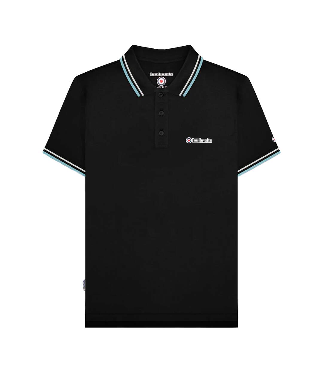 Polo Homme Noir Beige Bleu Clair Lambretta-1