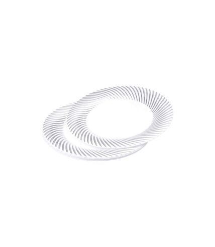 Lot de 6 Assiettes en Plastique Ava 18cm Blanc & Argent