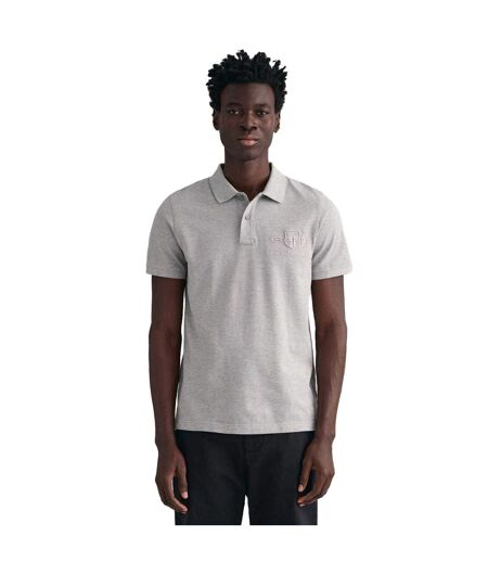 Polo Style Ton Sur Ton Shield Homme Gris Gant