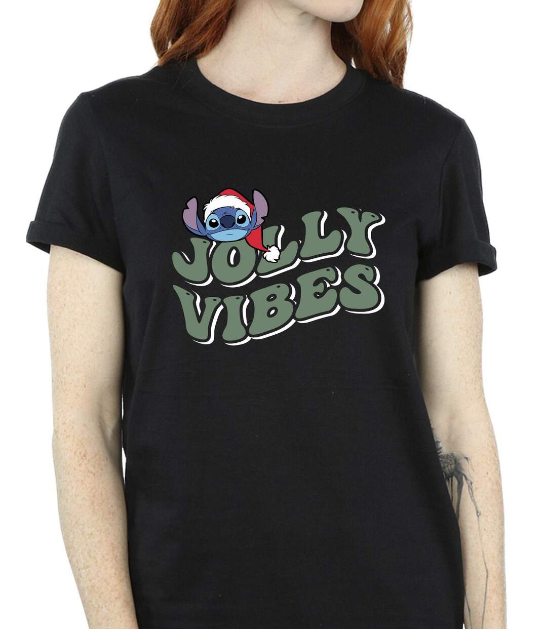 Disney Womens/Ladies Lilo & Stitch Jolly Chilling Vibes Cotton Boyfriend T-Shirt (Noir) - UTBI30676-3