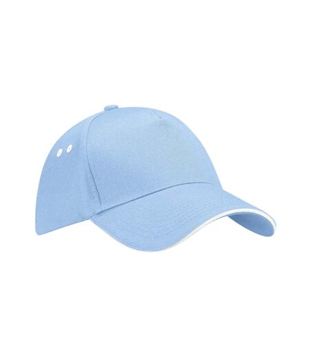 Casquette De Baseball Motif/style 5 Panneaux Ultimate Bleu Ciel Blanc Beechfield