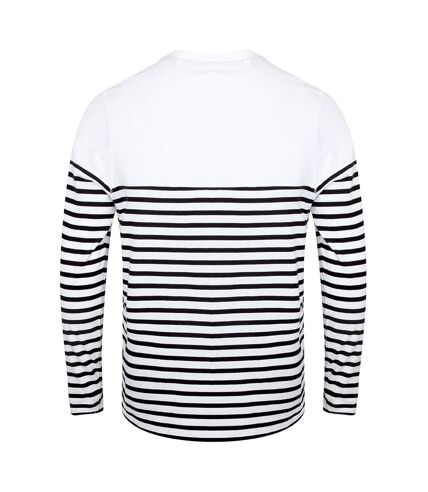 Front Row Mens Long Sleeve Breton Stripe T-Shirt (White/Navy) - UTPC2943