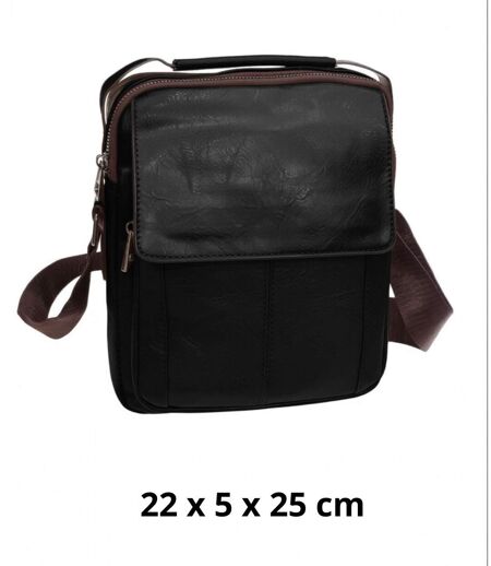 Sacoche bandoulière homme en PVC vieilli -  Compacte, réglable, noire