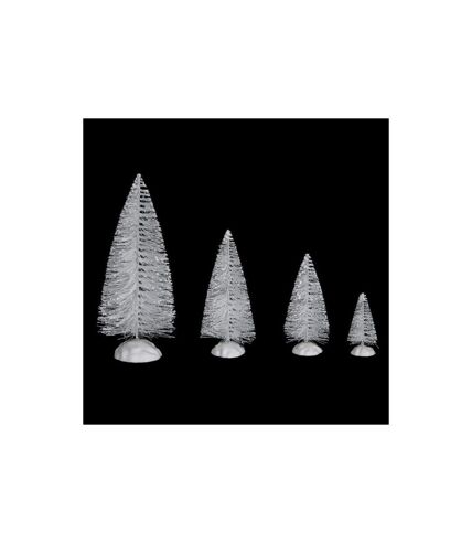 Lot de 10 Sapins de Noël Village 20cm Blanc