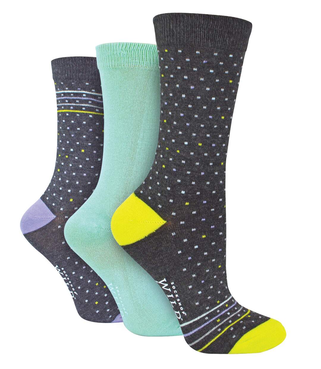 Sock Shop - 3 Paires Chaussettes Bambou Femme Rayures Pois