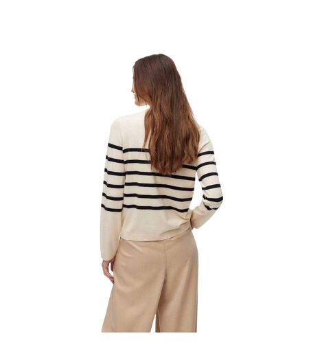 Pull Motif/style À Rayures Saba Femme Beige Pâle Noir Vero Moda