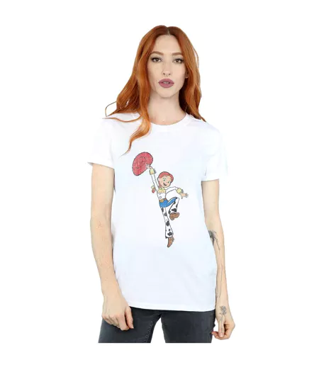 Disney Womens/Ladies Toy Story 4 Jessie Jump Pose Cotton Boyfriend T-Shirt (Blanc) - UTBI47016