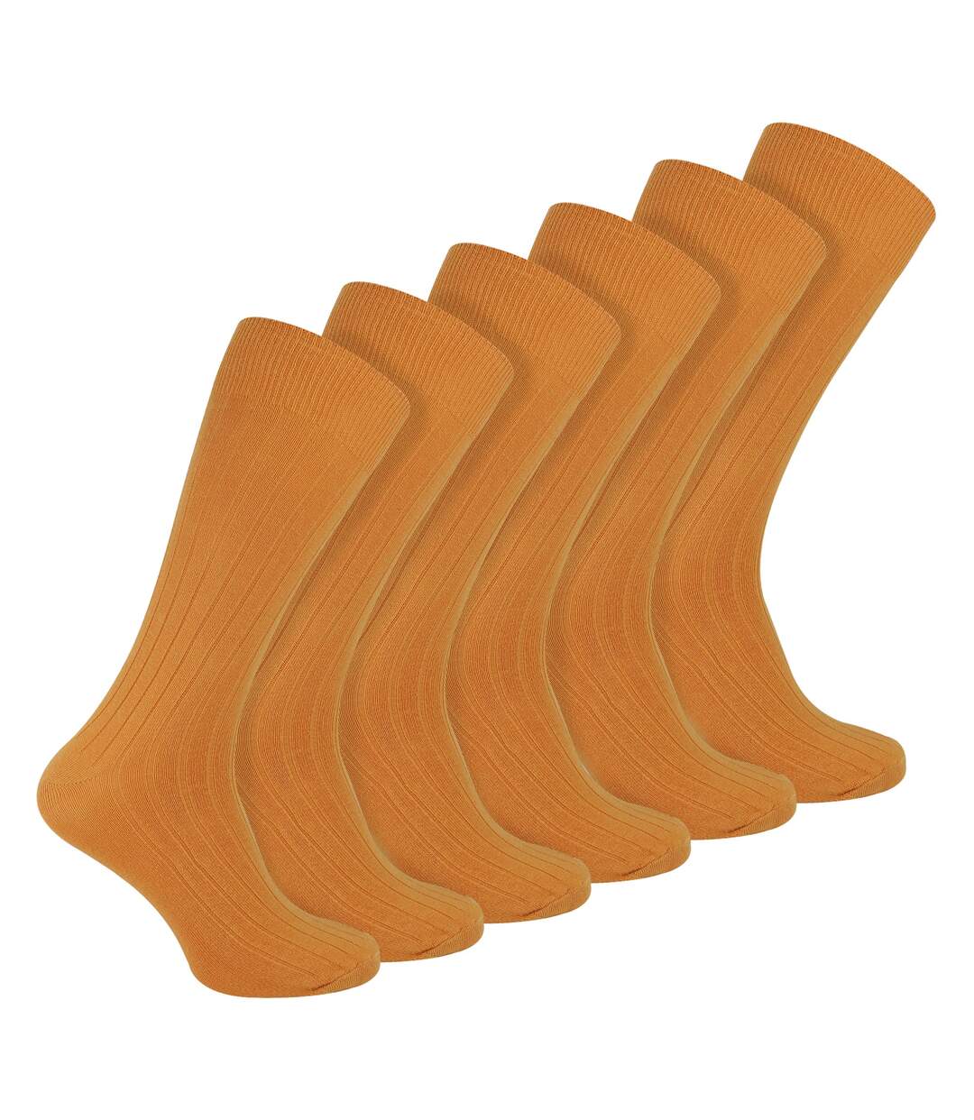 6 Pairs Mens Plain Coloured Cotton Rich Ribbed Dress Socks-1