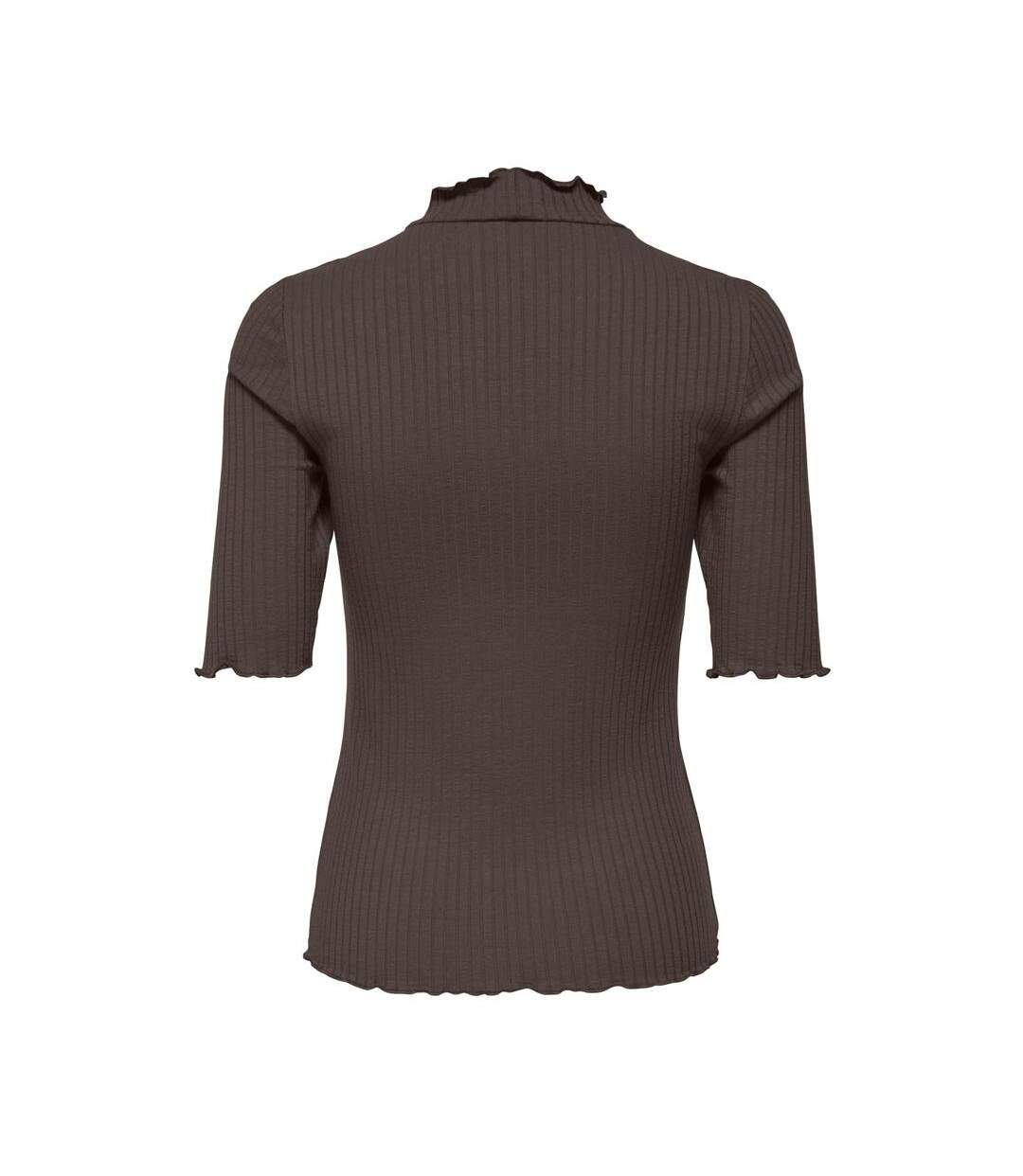 T-Shirt marron foncé femme jdy fransiska-2