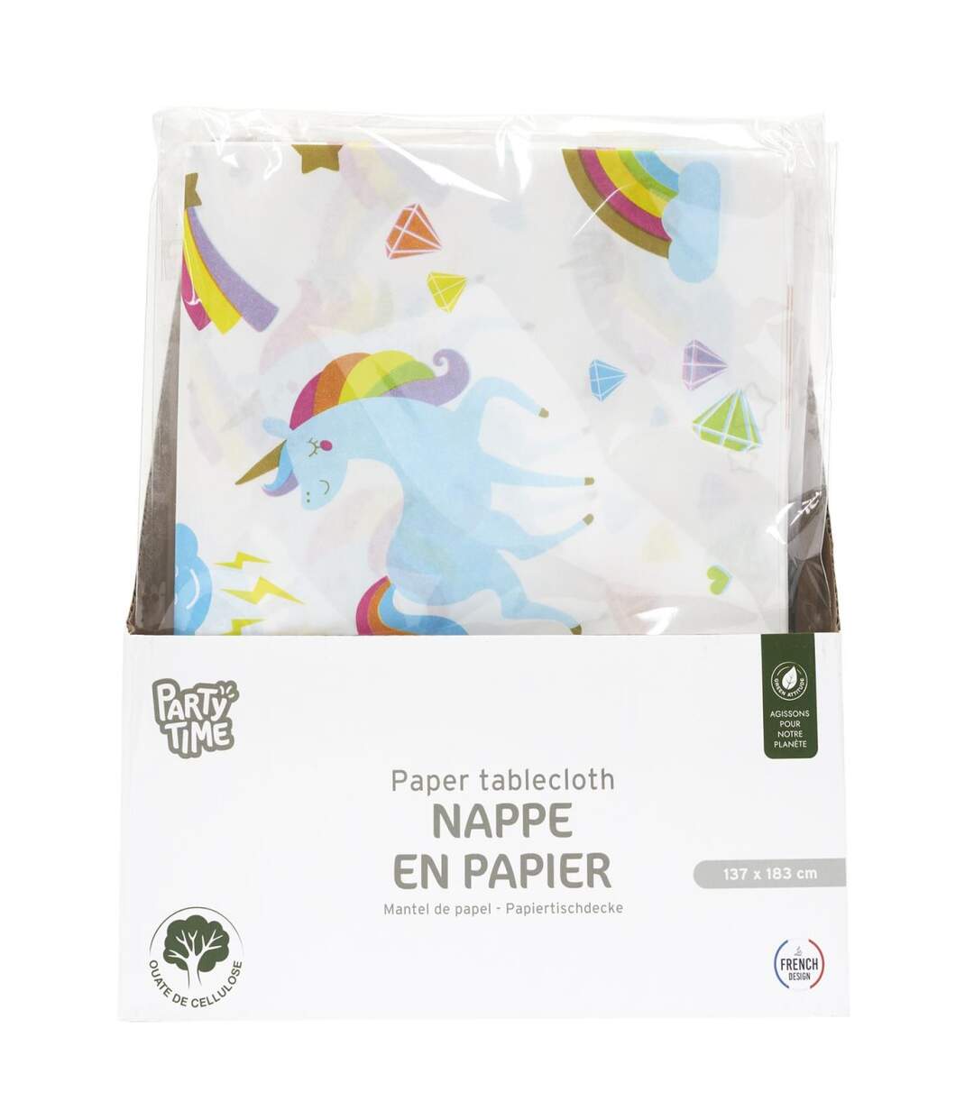 Nappe en Papier Licorne 137x183cm Blanc-4