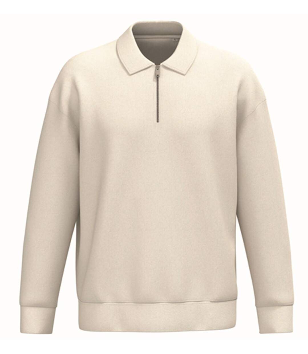 Sweat col polo quart zip - Unisexe - PAT432 - beige ivoire-1