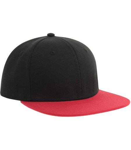 Contrast Sustainable Flat Peak Snapback Cap Black Red Atlantis