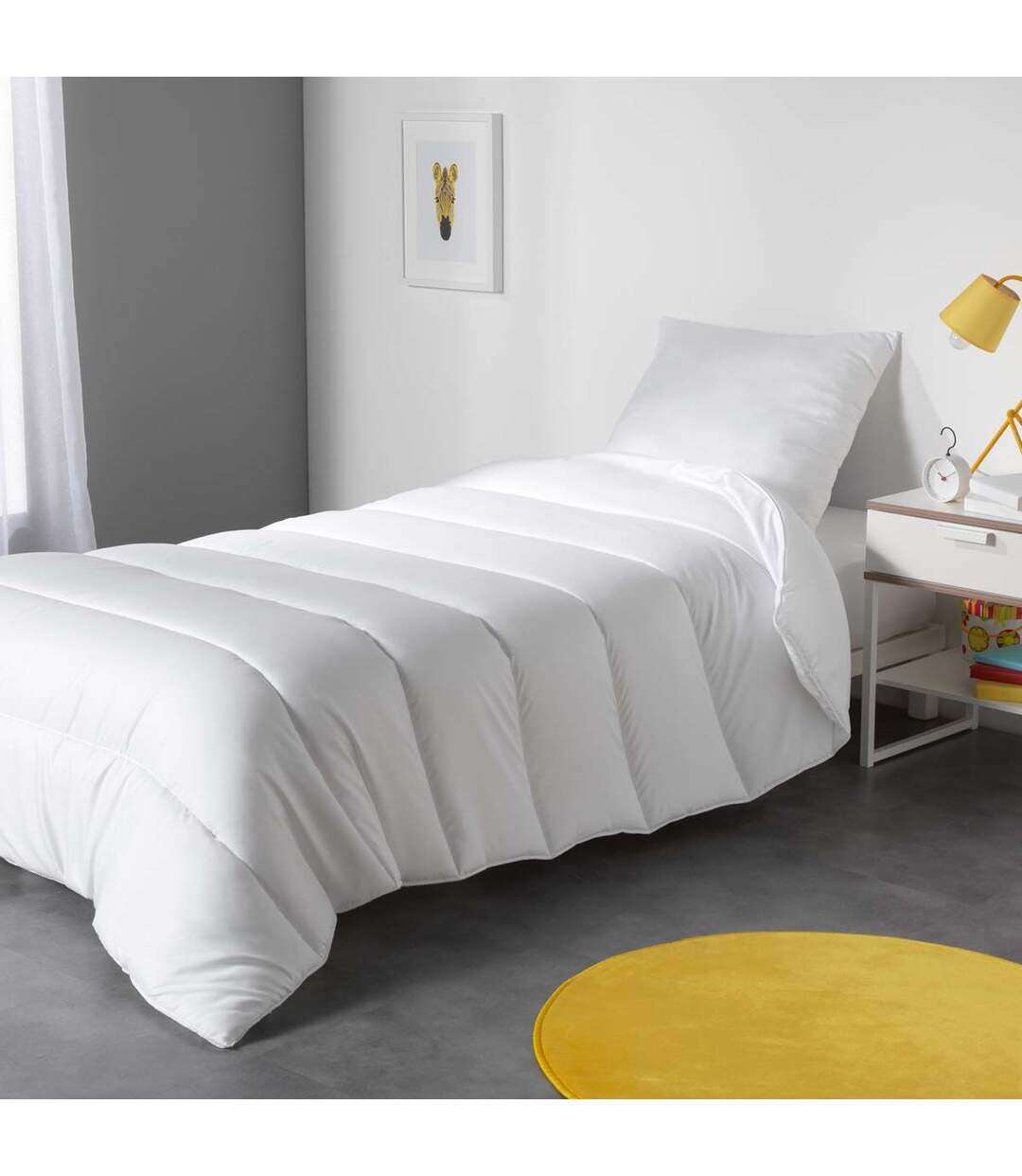Couette Polyester Anti Acarien 140x200cm Blanc-2