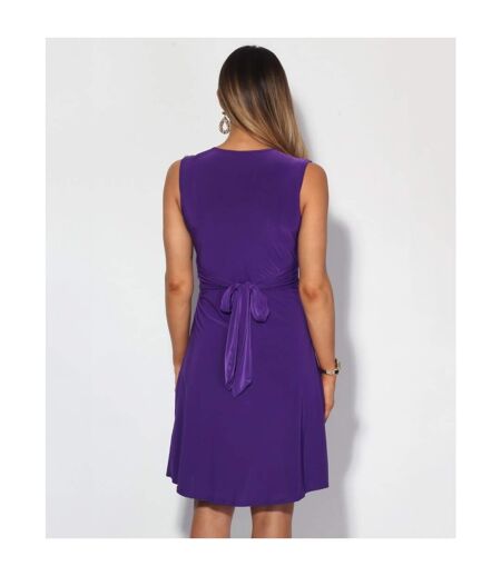 Krisp Womens/Ladies Knot Front Self Tie V Neck Dress (Purple) - UTKP117